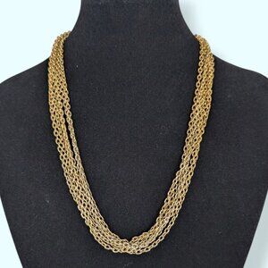 Vintage 6-Strand Gold Tone Chain Necklace